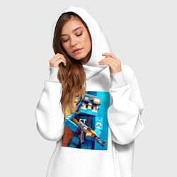 Женское худи-платье Counter Strike and Minecraft - collaboration, цвет: белый — фото 2