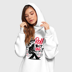 Женское худи-платье Шимпанзе играет рок-н-рол, цвет: белый — фото 2