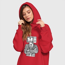 Женское худи-платье Человек телевизор ретро, цвет: красный — фото 2