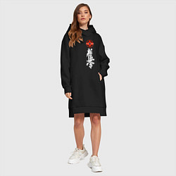Женское худи-платье Карате киокусинкай логотип, цвет: черный — фото 2