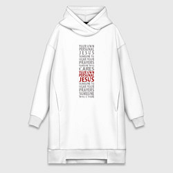 Женское худи-платье Depeche Mode - Personal jesus text, цвет: белый