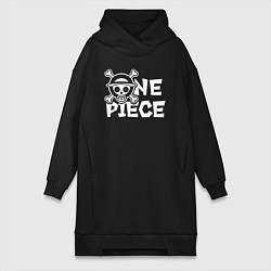 Женское худи-платье One piece - логотип, цвет: черный