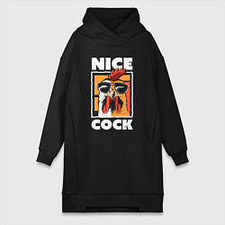 Женское худи-платье Nice cock, цвет: черный