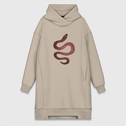 Женское худи-платье Змея красная, цвет: миндальный