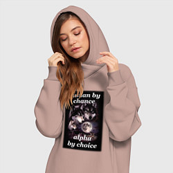 Женское худи-платье Human by chance, alpha by choice, цвет: пыльно-розовый — фото 2