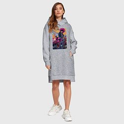 Женское худи-платье Ковбой Бибоп Спайк Шпигель Красный дракон, цвет: меланж — фото 2