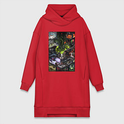 Женское худи-платье Half life 1 - levels and bosses, цвет: красный