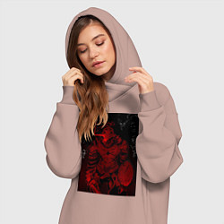 Женское худи-платье Убийца гоблинов мечник, цвет: пыльно-розовый — фото 2