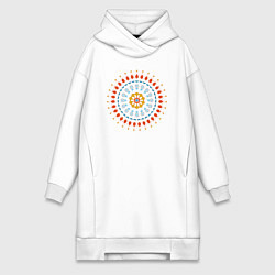 Женское худи-платье Цветочно-кружевная мандала, цвет: белый