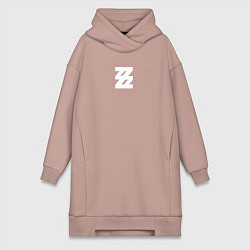 Женское худи-платье Zenless Zone Zero logotype, цвет: пыльно-розовый