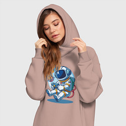Женское худи-платье Космонавт играет на приставке, цвет: пыльно-розовый — фото 2