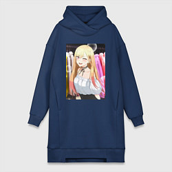 Женское худи-платье Эта фарфоровая кукла влюбилась, цвет: тёмно-синий