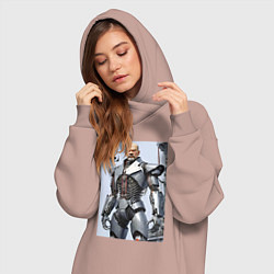 Женское худи-платье Vladimir Lenin - cyberpunk fantasy, цвет: пыльно-розовый — фото 2