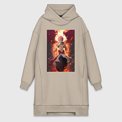 Женское худи-платье Хвост Феи Нацу Драгнил дракон, цвет: миндальный