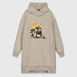 Женское худи-платье Кунгфу панда По воин дракона, цвет: миндальный