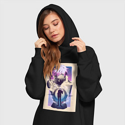Женское худи-платье Магическая битва Сатору Годзё расширение территори, цвет: черный — фото 2