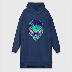 Женское худи-платье Лунный пришелец, цвет: тёмно-синий