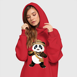 Женское худи-платье Веселая панда следопыт, цвет: красный — фото 2