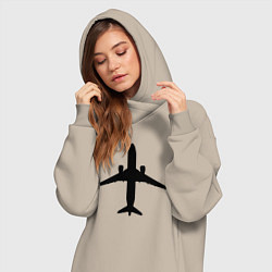 Женское худи-платье Черный облик самолета SJ-100, цвет: миндальный — фото 2