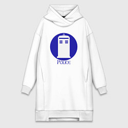 Женское худи-платье Tardis police, цвет: белый