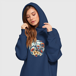 Женское худи-платье Велосипед в цветах, цвет: тёмно-синий — фото 2