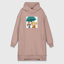 Женское худи-платье Фан арт эй Арнольд романтика, цвет: пыльно-розовый