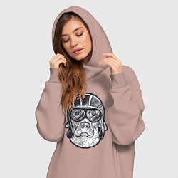 Женское худи-платье Пёс авиатор, цвет: пыльно-розовый — фото 2