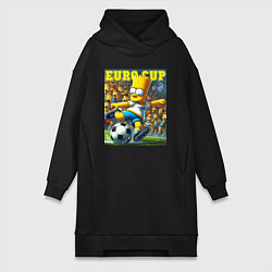 Женское худи-платье Euro cup - Bart Simpson, цвет: черный