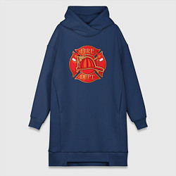 Женское худи-платье Пожарная станция, цвет: тёмно-синий