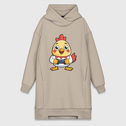 Женское худи-платье Цыпленок геймер, цвет: миндальный