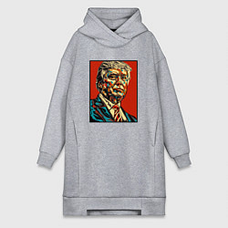 Женское худи-платье Дональд Трамп президент, цвет: меланж