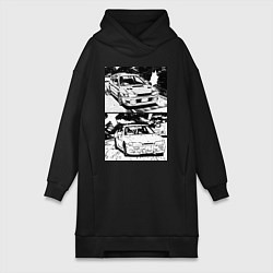 Женское худи-платье Nissan silvia subaru forester, цвет: черный