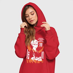 Женское худи-платье Haikyuu!! Хаику Волейбол Тсукишима, цвет: красный — фото 2