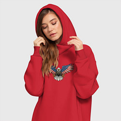 Женское худи-платье Орёл - США, цвет: красный — фото 2