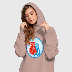 Женское худи-платье Перчатки - бокс, цвет: пыльно-розовый — фото 2