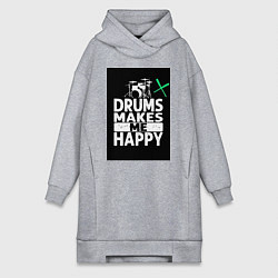 Женское худи-платье Барабаны делают меня счастливее, цвет: меланж