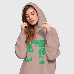 Женское худи-платье Моя геройская академия один за всех Деку, цвет: пыльно-розовый — фото 2