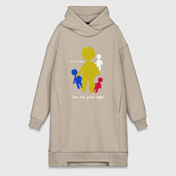 Женское худи-платье Depeche Mode - love sex pain angel, цвет: миндальный