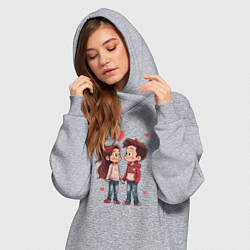 Женское худи-платье Влюблённые подростки, цвет: меланж — фото 2