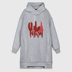 Женское худи-платье New York red, цвет: меланж