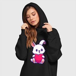 Женское худи-платье Heart rabbit, цвет: черный — фото 2