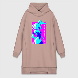 Женское худи-платье Девочка зайчик-самурай с катаной - sexy, цвет: пыльно-розовый