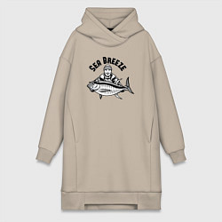 Женское худи-платье Fish breeze, цвет: миндальный