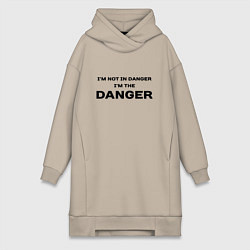 Женское худи-платье Im not in danger - im the danger, цвет: миндальный