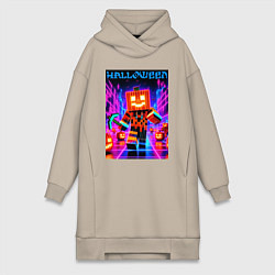 Женское худи-платье Halloween is coming - neon glow collaboration, цвет: миндальный