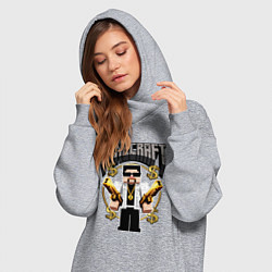 Женское худи-платье Стив из Майнкрафт с золотыми пистолетами, цвет: меланж — фото 2