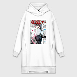 Женское худи-платье Человек-бензопила Makima Макима, цвет: белый