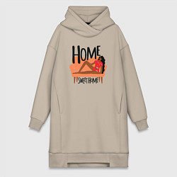 Женское худи-платье Девушка дома, цвет: миндальный