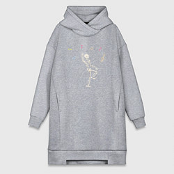 Женское худи-платье Скелет танцует, цвет: меланж