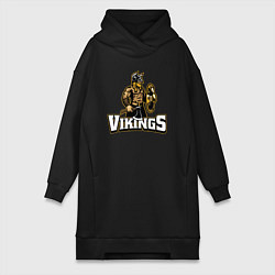 Женское худи-платье Vikings team, цвет: черный